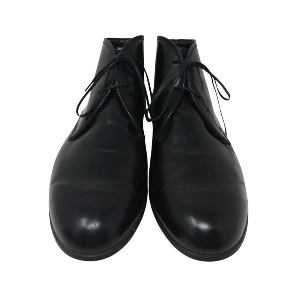 Ermenegildo Zegna Chukka Boots Men 11.5 Black Polished Leather Italy